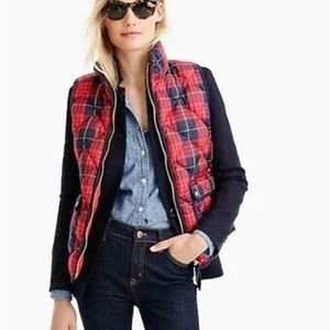 Womens Quilted Vest XL St Johns Bay Puffer Red Black Plaid Christmas Winter